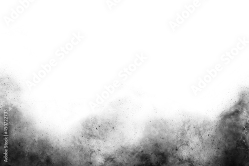 Abstract black smoke white copy space background.