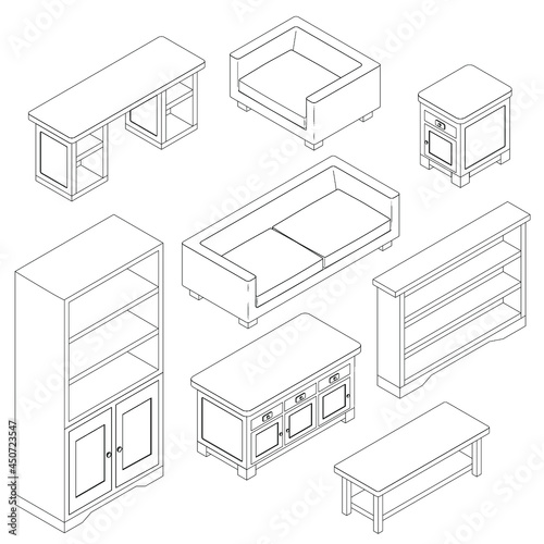 Simple set of editable furniture.