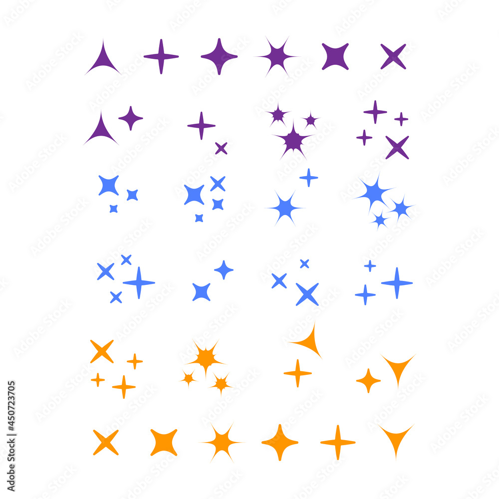 Sparkles icon set. Star element, light and bright vector Sparkles icon set. Star element, light and bright vector