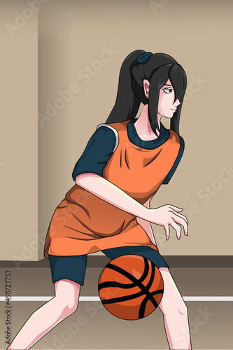 Girl playing basketball