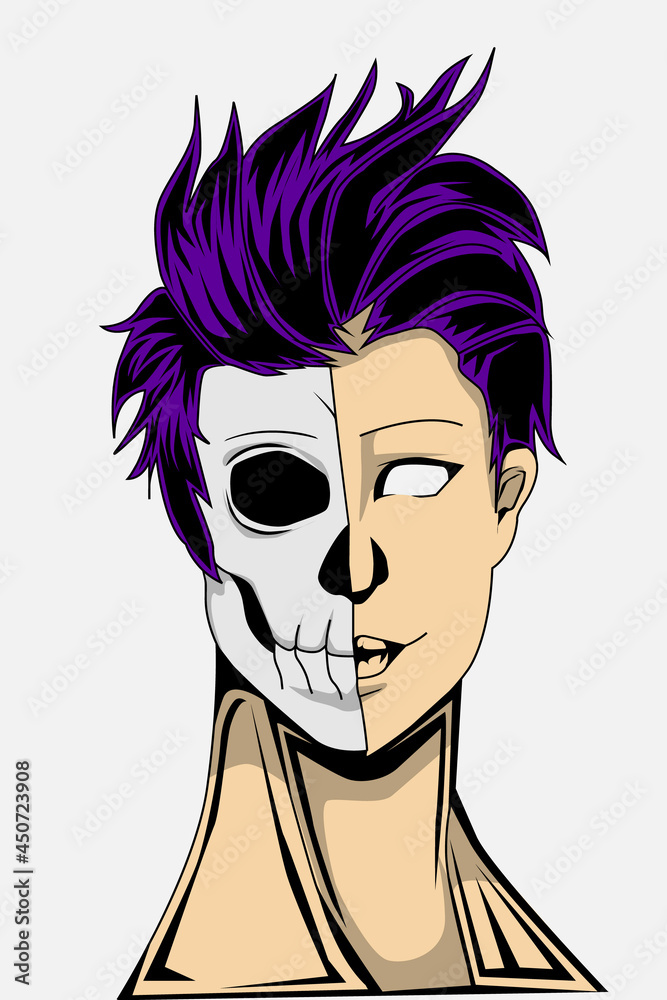 Purple hair man illustration