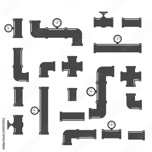 Set of black details pipes vector illustration