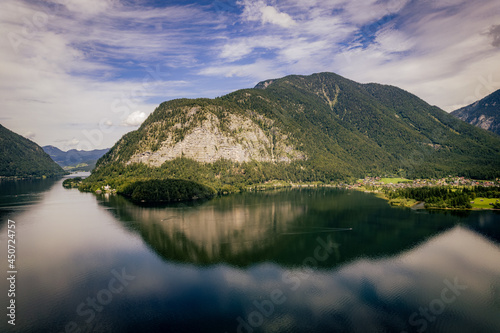 Famous Lake Hallstatt in Austria on a sunny day - travel photography