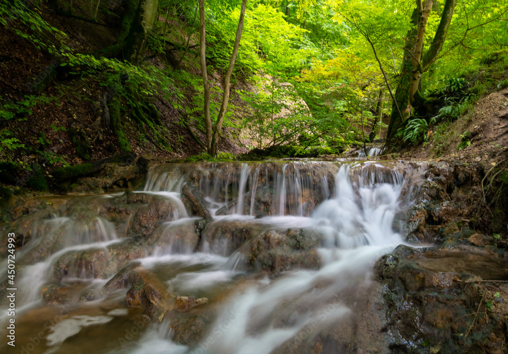 Wasserfall Bad Urach Brühl Bach Uracher Wasserfall Baden-Württemberg Deutschland Wald Idyll Bach Natur Reutlingen Metzingen Schwäbische Alb Attraktion Kaskade Sommer Regen Wanderung Langzeit