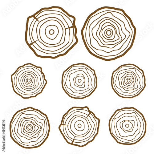 vector tree rings background and saw cut tree trunk Conceptual graphics