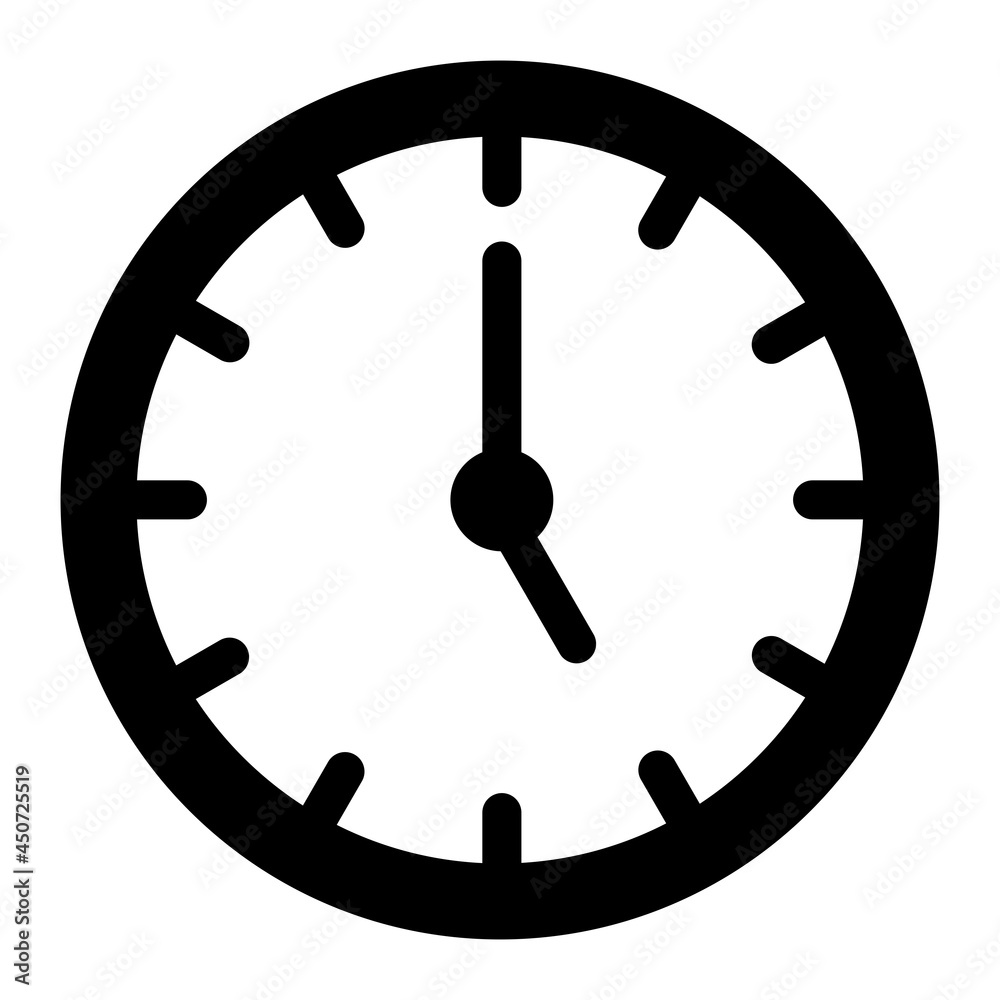 Vector Clock Glyph Icon Design Vector Clock Glyph Icon Design