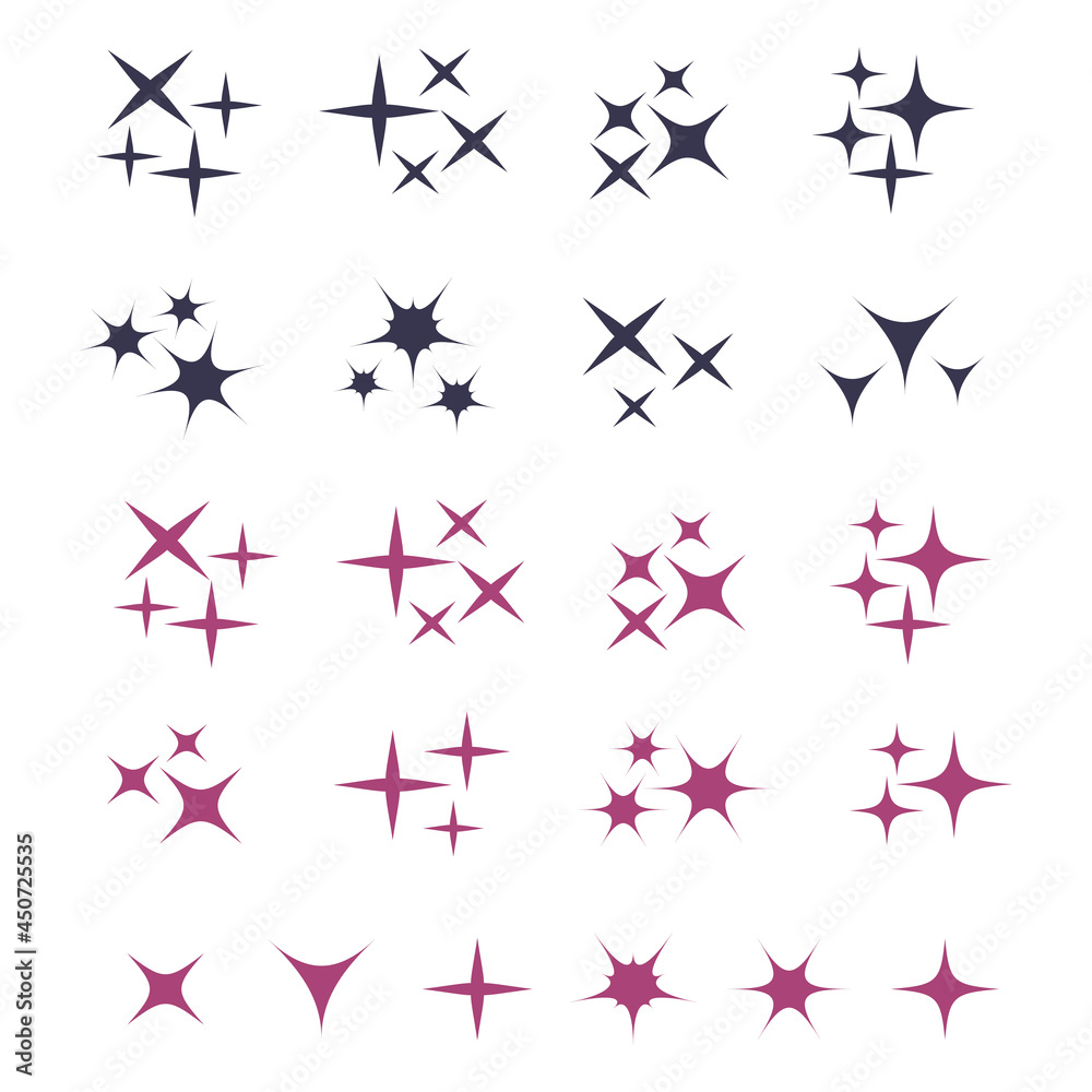 Fototapeta premium Sparkles icons vector set. Sparkles vector sign
