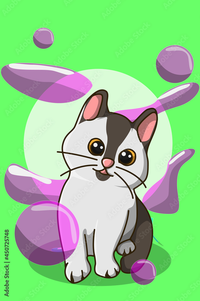Curious cat cartoon illustration
