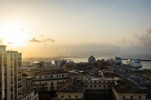 Morning aerial image of the City of Naples Italy with the Bay of Naples © Jason Yoder