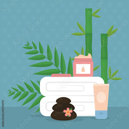 tropical leaves and spa