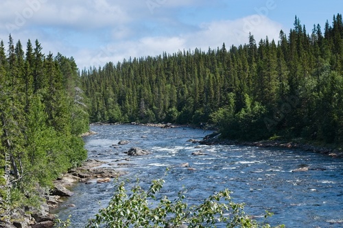 River Vålån at Ingeborgfallet Waterfall near Vålådalen in northern Sweden photo