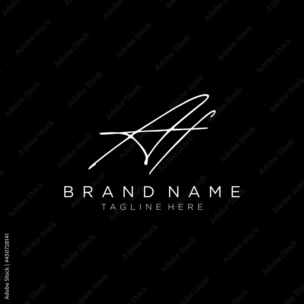 Beauty Initial letters AF logo in white on black background. handwriting, fashion, boutique, wedding, botanical , creative Vector logo Design template.