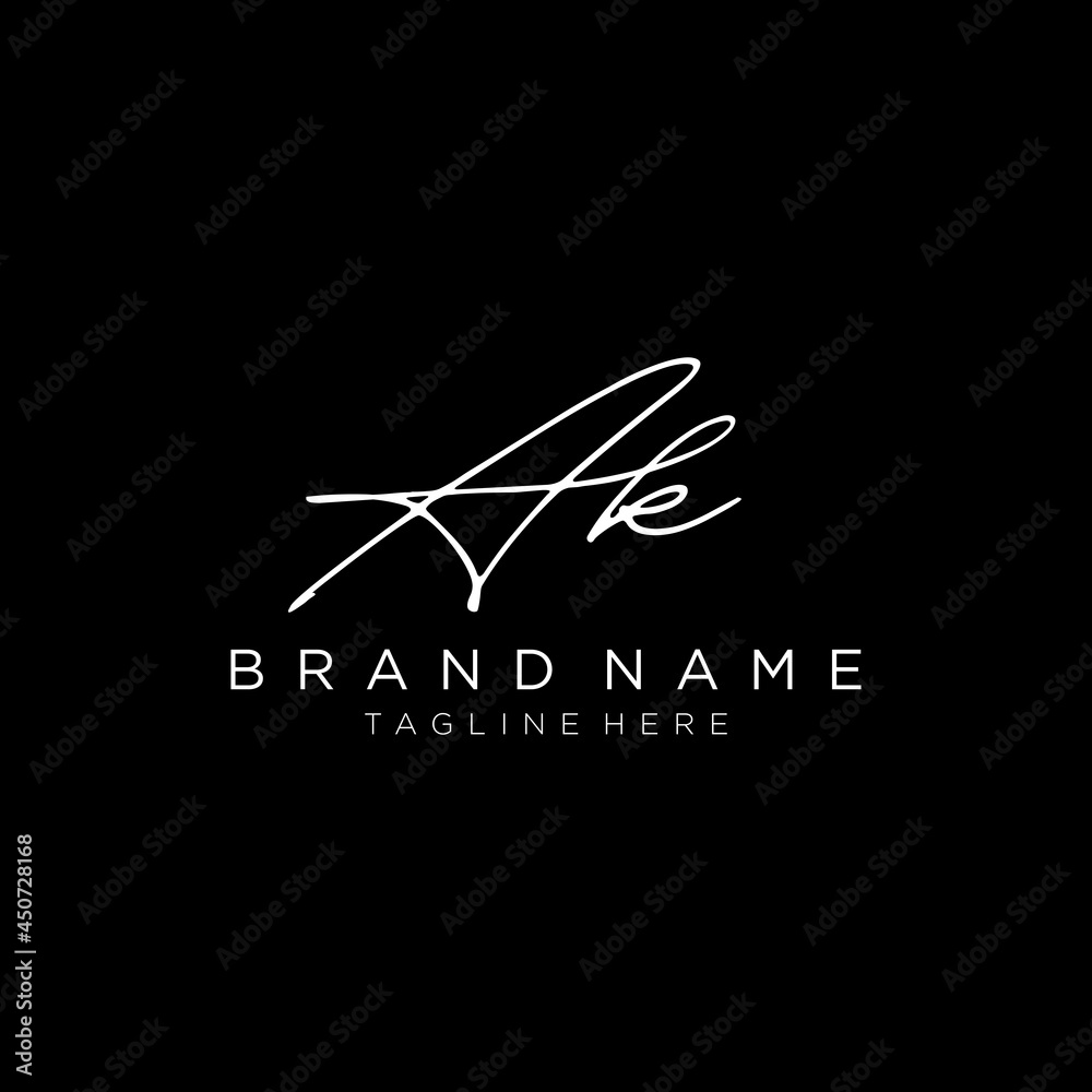 Initial letters A and K logo in white on a black background. creative logo Design templates. Initial letters A and K logo in white on a black background. creative logo Design templates.
