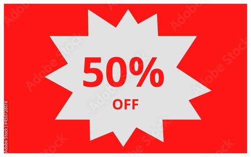 Label in red and white of 50% OFF