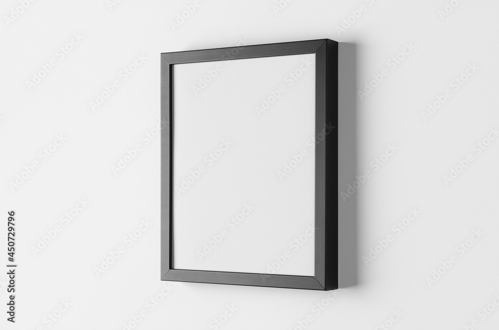 Black wall frame mockup, portrait orientation, 8x10. Black wall frame mockup, portrait orientation, 8x10.