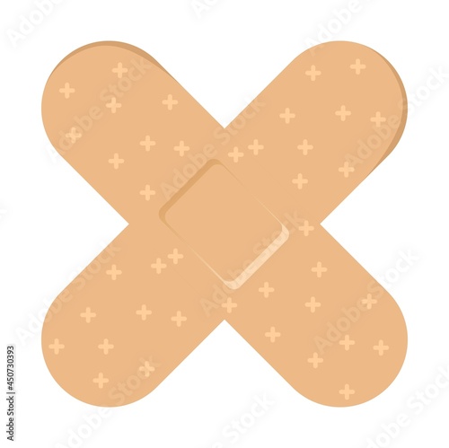 Vector illustration of 2 medical plasters piled over a wound, perfect for advertising health products