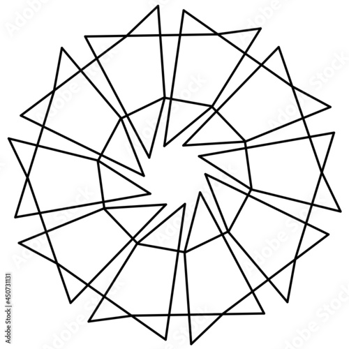 Ten sided abstract geometric line art polygon-10aa7