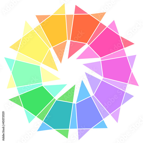Ten sided abstract geometric rainbow polygon-10aa7
