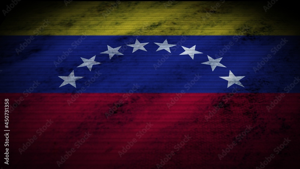 Venezuela Realistic Flag, Old Worn Fabric Texture Effect, 3D Illustration Venezuela Realistic Flag, Old Worn Fabric Texture Effect, 3D Illustration