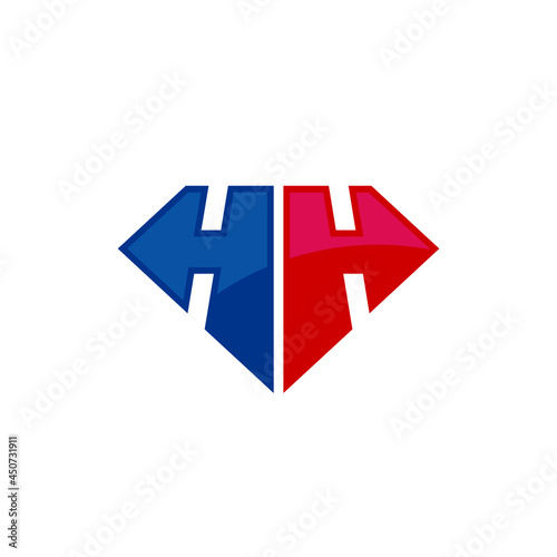 Letter HH with Super Hero Shield Shape. Vector logo design.