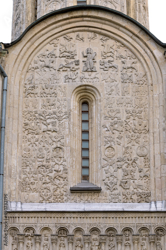 Stone carving on cathedral of Saint Demetrius in Vladimir, Russia