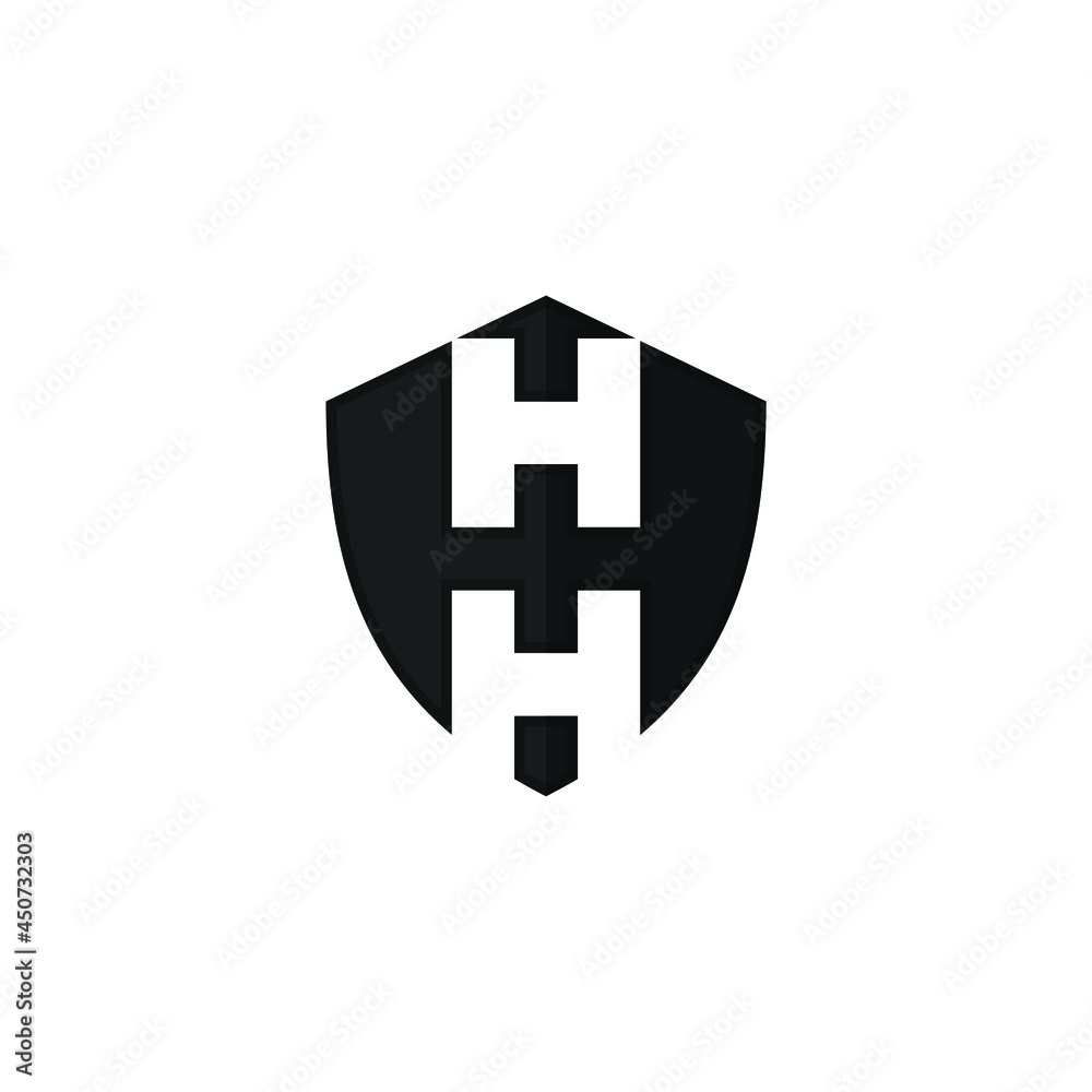 Letter H and H with symbol of roof home and shield house. Vector logo design. Letter H and H with symbol of roof home and shield house. Vector logo design.