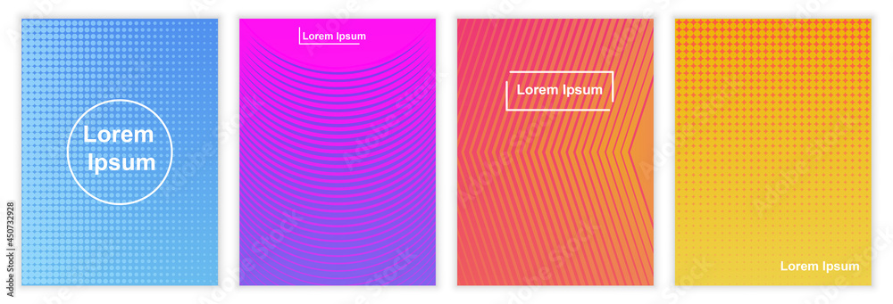 Set of minimal colorful cover design templates. Halftone dots colorful design. Future geometric pattern templates for further creative use. Flat cartoon vector illustration Set of minimal colorful cover design templates. Halftone dots colorful design. Future geometric pattern templates for further creative use. Flat cartoon vector illustration