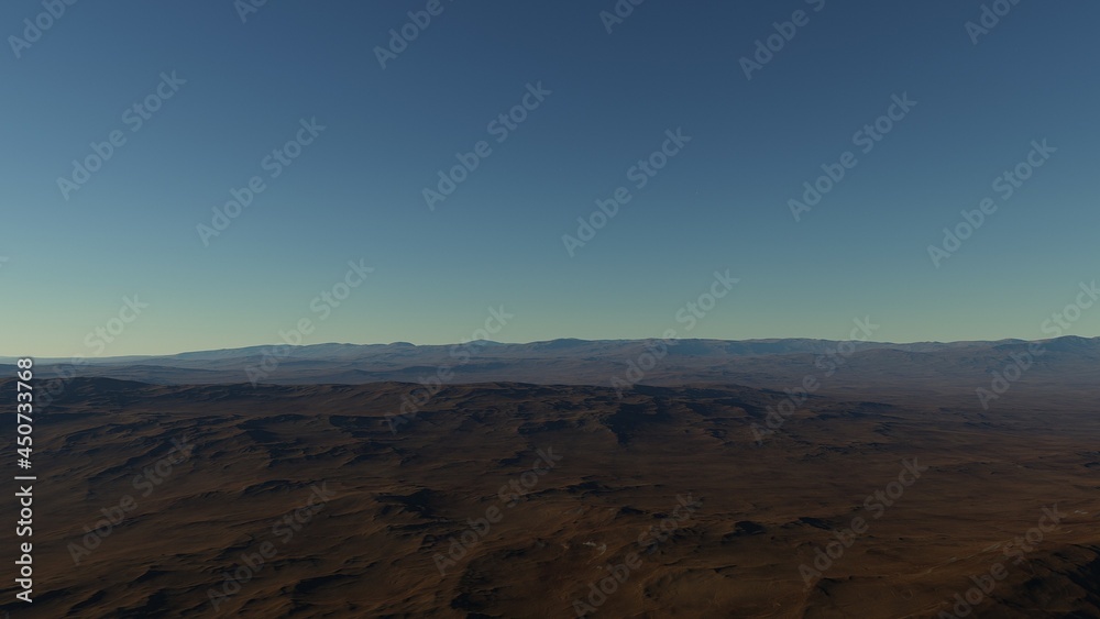 alien planet landscape, beautiful views of the mountains and sky with unexplored planets
