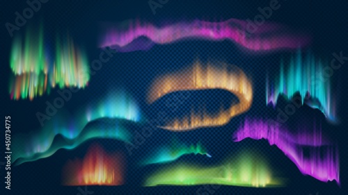 Obraz na plátně Realistic lights of arctic aurora borealis, northern natural phenomenon