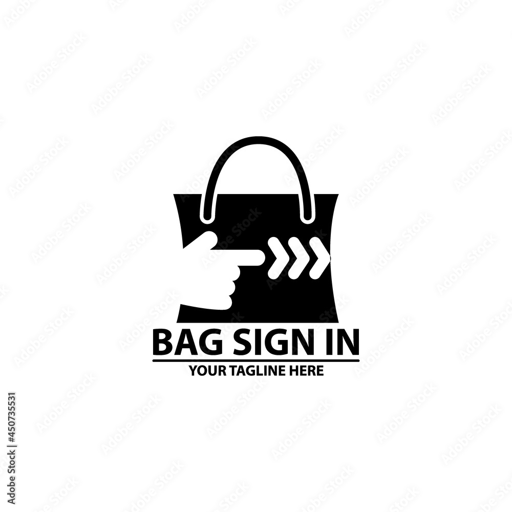 Illustration shopping bag modern with forward arrow sign business sale logo design template Illustration shopping bag modern with forward arrow sign business sale logo design template