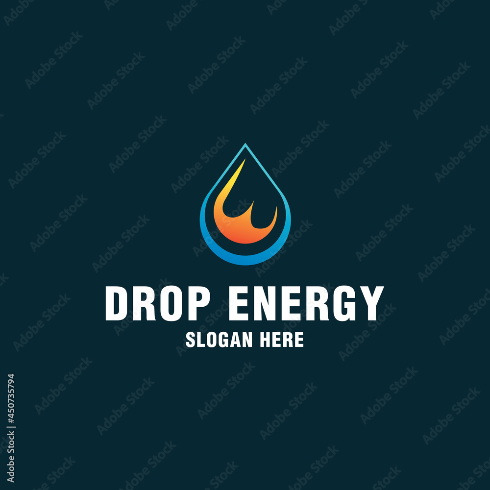 Letter E with drop energy logo template on modern style Letter E with drop energy logo template on modern style