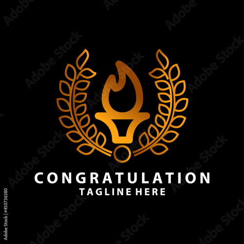 Elegant Luxury Torch, Golden Torchlight Fire Flame logo design inspiration