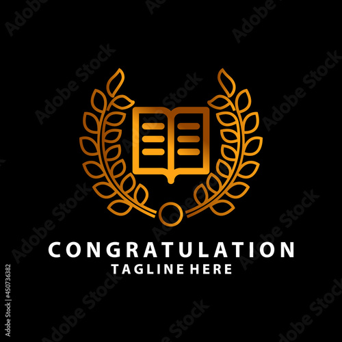 Book Tree Leaf Education Premium Cup Luxury Gold Icon Logo