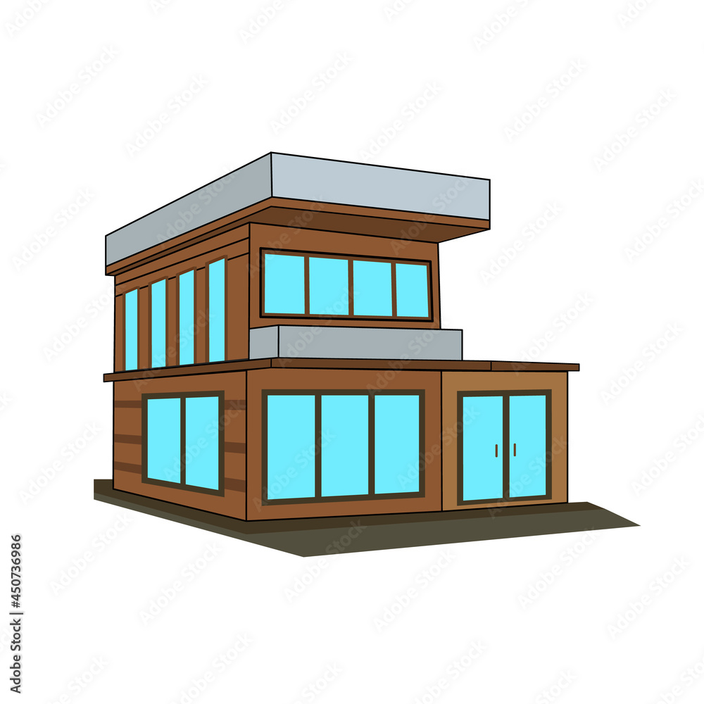 Modern wooden house vector illustration