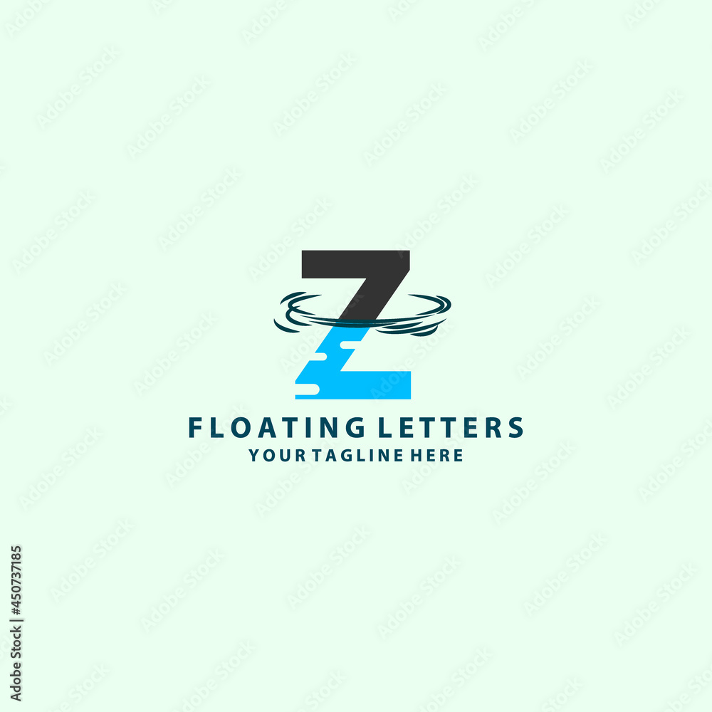 Z Letter Logo Design with Water Splash Ripples Drops Reflection Vector Icon Illustration.