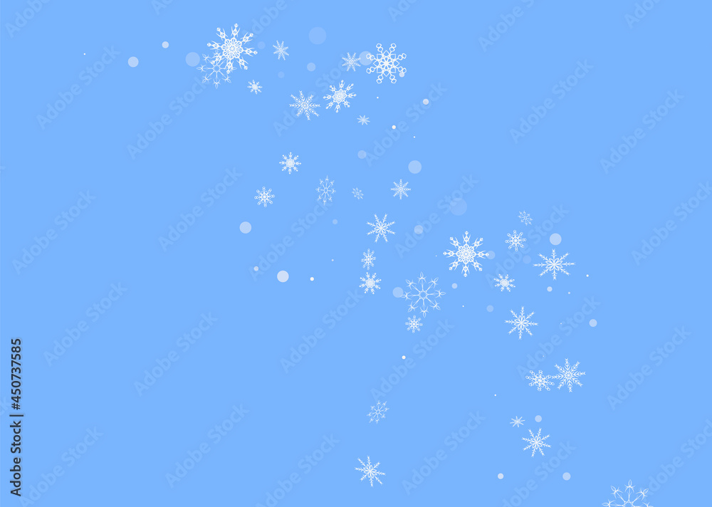White delicate openwork snowflakes are scattered on a blue background. Festive background, postcard design, wallpaper White delicate openwork snowflakes are scattered on a blue background. Festive background, postcard design, wallpaper