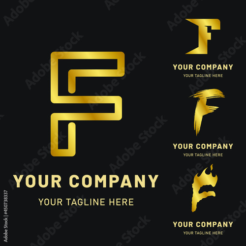 Golden Letter F Logo Collection