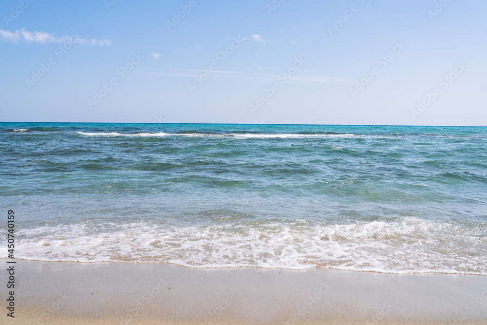 nice beach with turquoise water and blue sky, summer concept