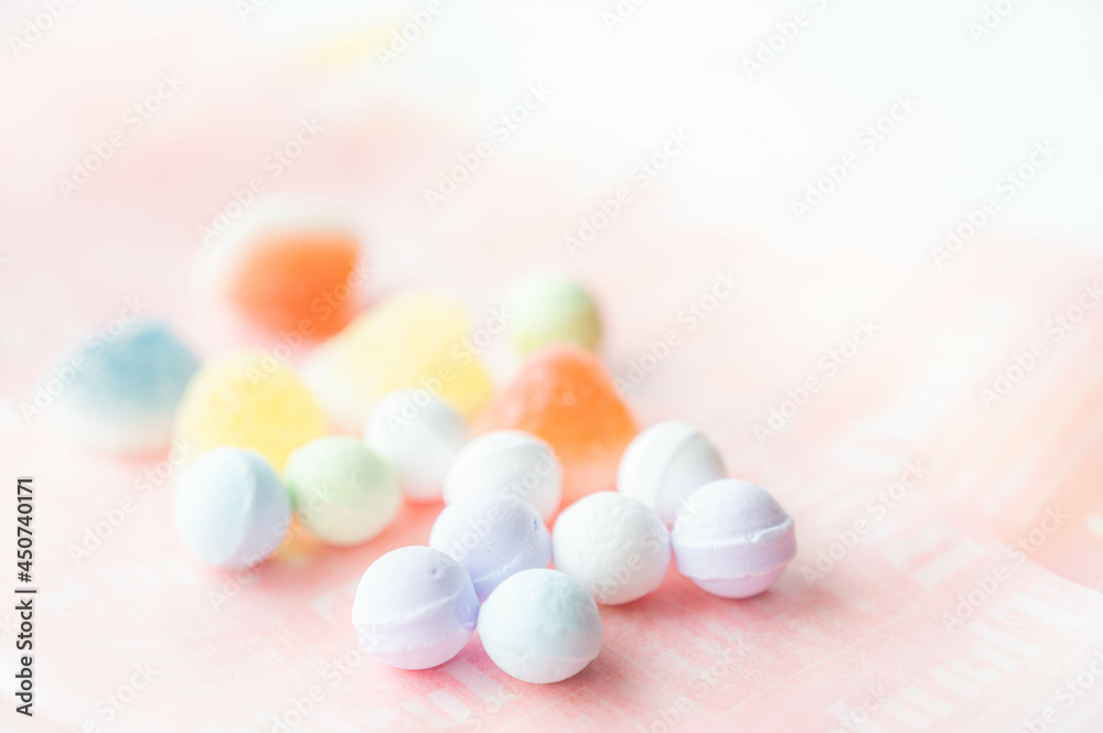 パステルカラーのお菓子