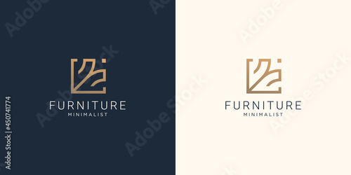 creative furniture design template. minimal concept line style for furniture logo inspiration