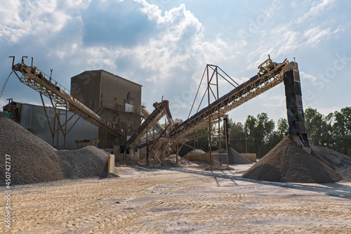 conveyor belt at gravel mine in Thailand photo