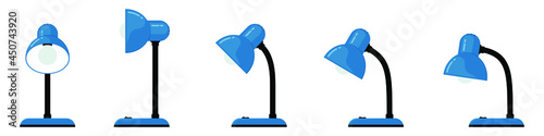 Desk lamp icon. Table lamp in various positions. Vector illustration. Bedside lamp isolated.