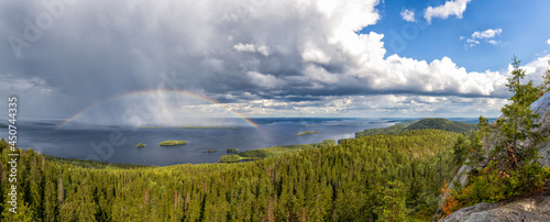 Tableau sur toile panorama view of Pielina Lake and islands in Koli National Park in Finland with