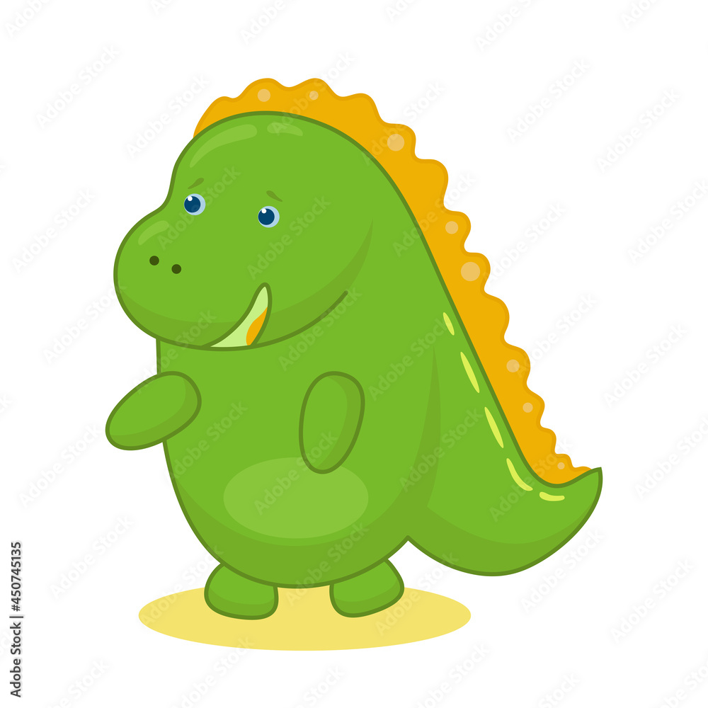 Fototapeta premium Cute little dino illustration isolated on white background.