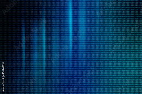 Binary computer code as background. Abstract background with neon light, in the form of a binary code on the monitor screen