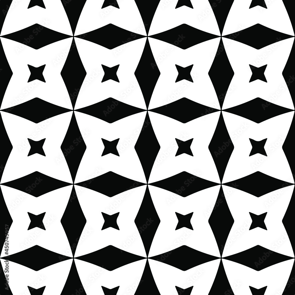 Seamless vector pattern in geometric ornamental style. Black and white pattern.