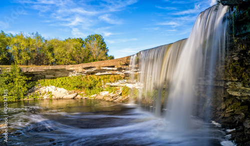 view of the picturesque Jagala Waterfall in northern Estonia