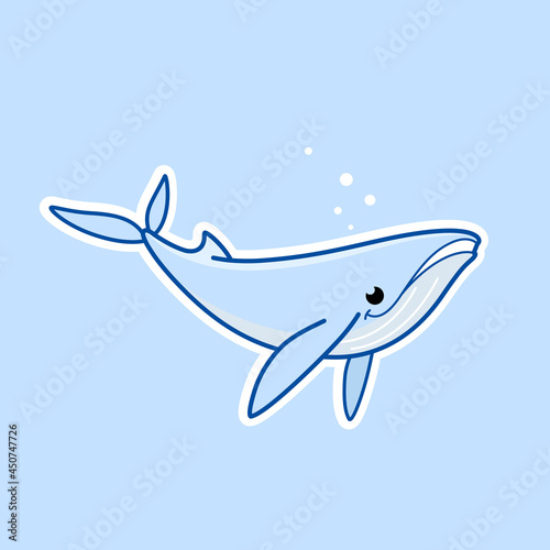 Cartoon whale  cute character for children. Vector illustration in cartoon style for abc book  poster  postcard. Animal alphabet - letter W.