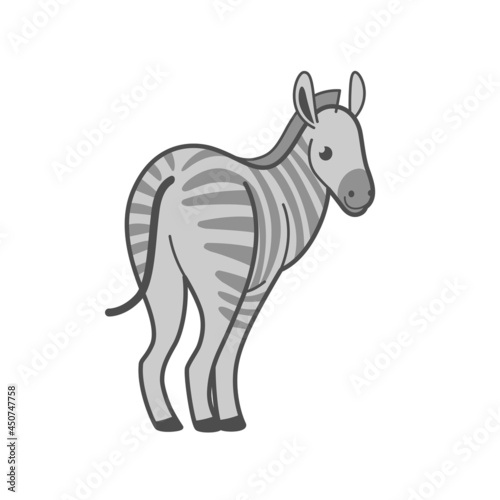 Cartoon zebra  cute character for children. Vector illustration in cartoon style for abc book  poster  postcard. Animal alphabet - letter Z.