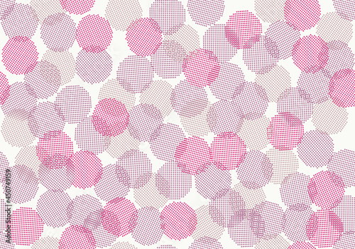 Modern lavender and raspberry colored polka dot camo vector pattern. Bright and fresh modern polkadot for women, teens and girls.